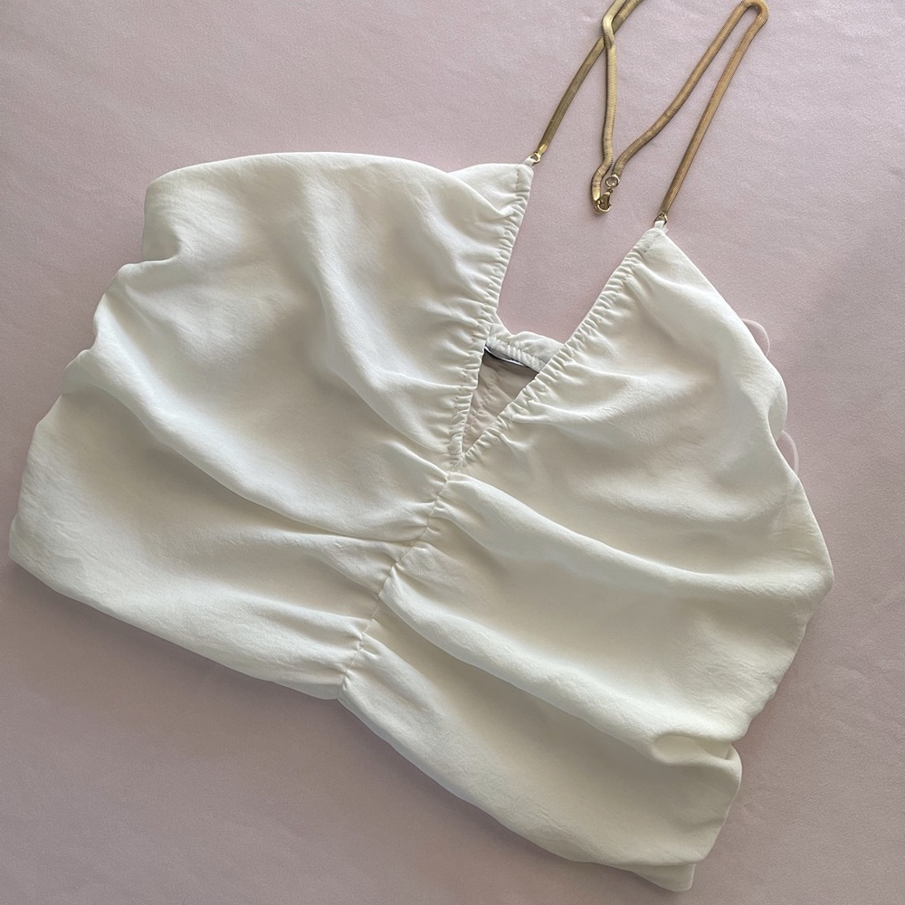 Zara white halter chain crop top